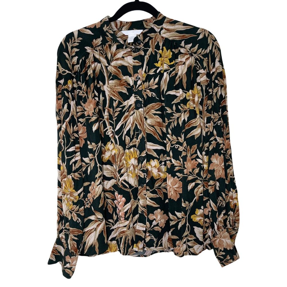 H&M Floral Blouse - Black and Tan